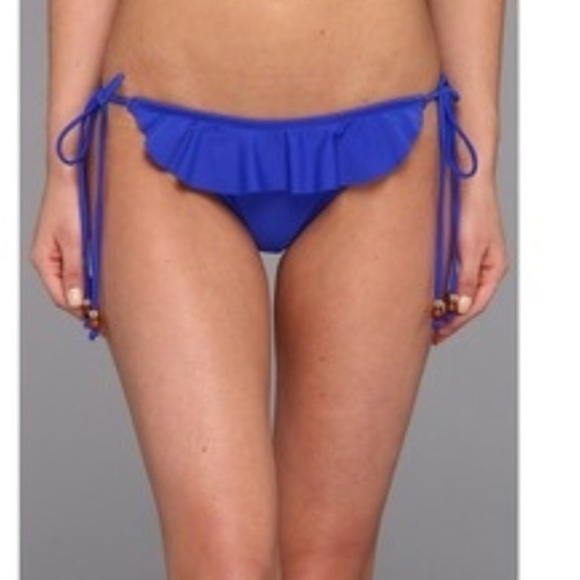 NWT💠Shoshanna Blue Ruffled Side Tie String Bottom - Picture 3 of 4